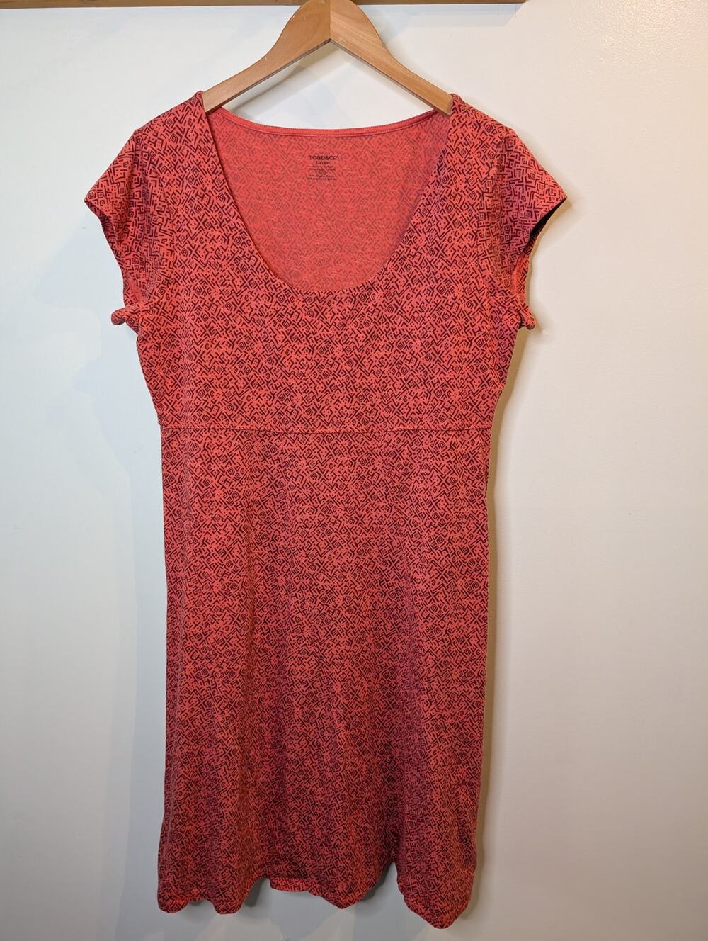 Toad&Co Burnt Orange Drop Waist Dress Organic Cotton Tencel Sustainable Large